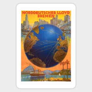 Norddeutscher Lloyd Bremen Germany Vintage Poster 1920 Sticker